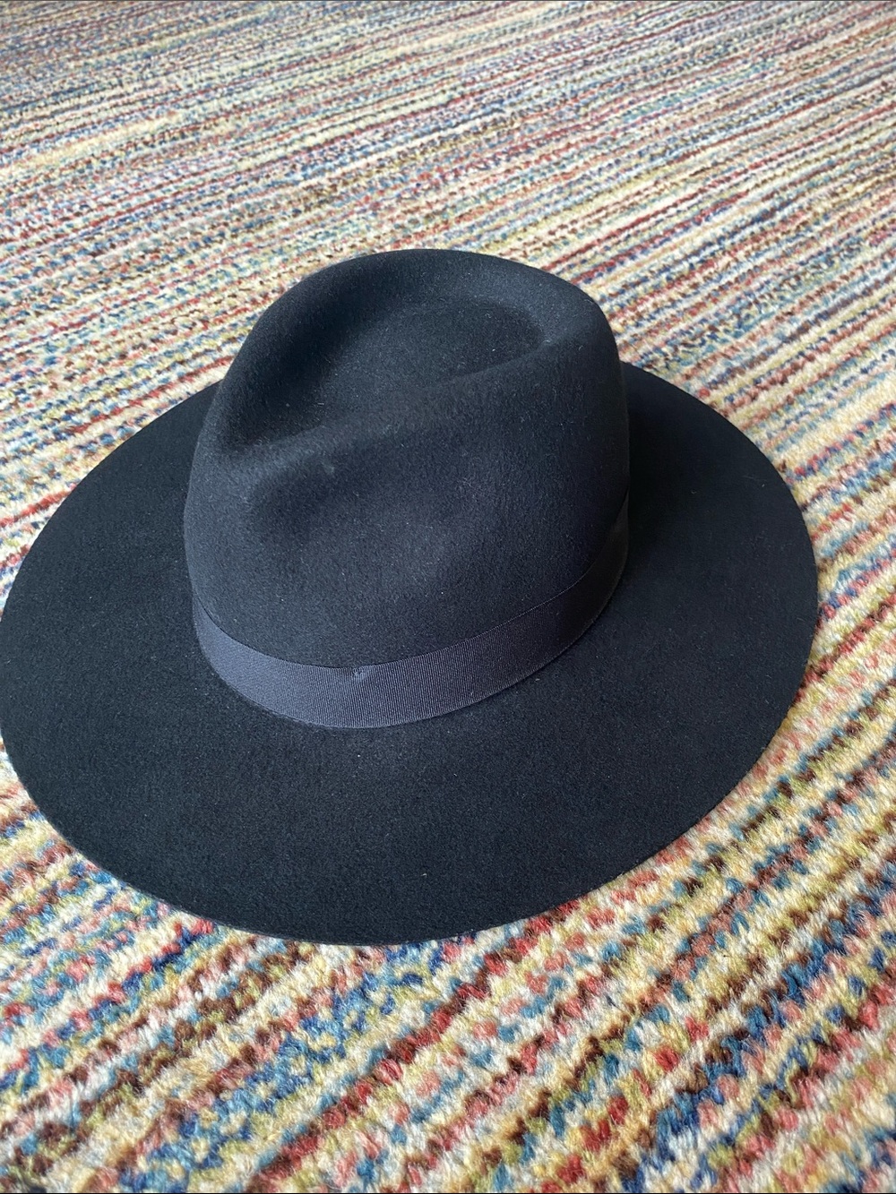 Scala Black Wool Fedora with Wide Ribbon